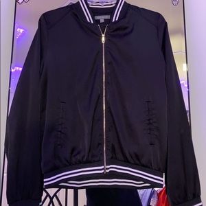 Women’s Black Bomber Jacket with Gold Zipper
